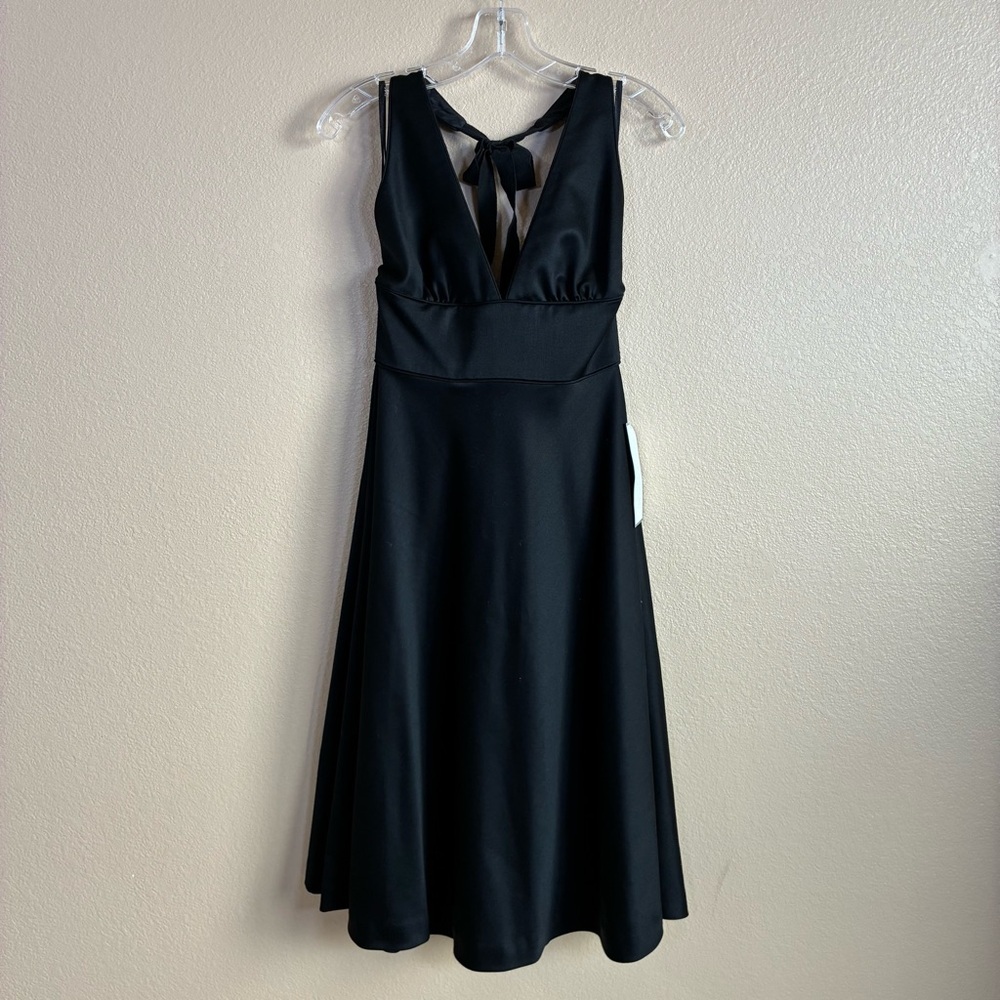 J Crew New Size 4 Black Wool Halter Plunge‎ Neck Fit Flare Cocktail Dress